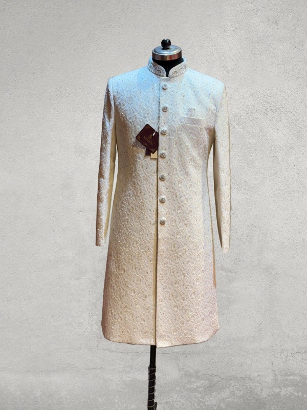 Ivory shade zarkan embroidered sherwani