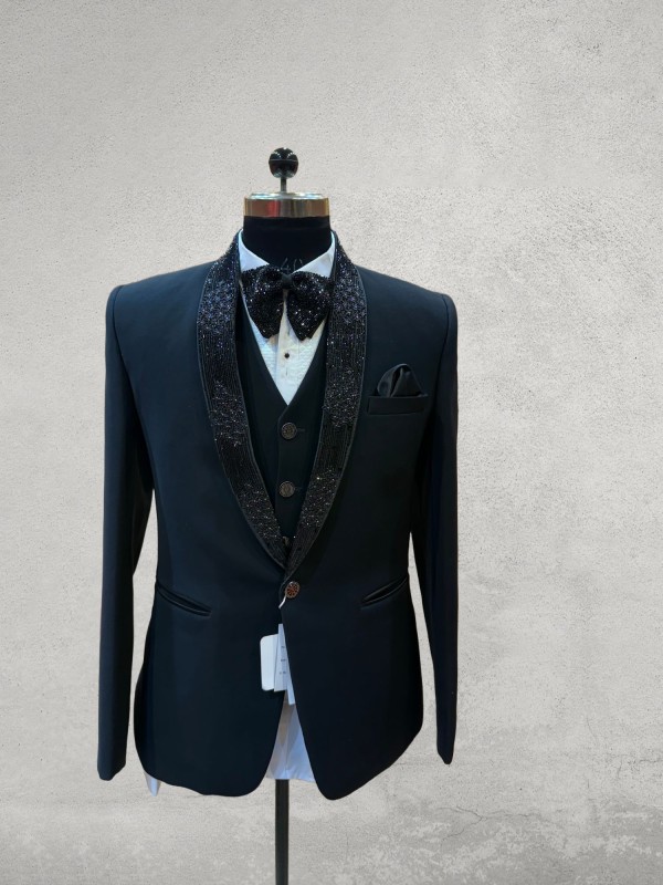 Black collar embroidered designer tuxedo