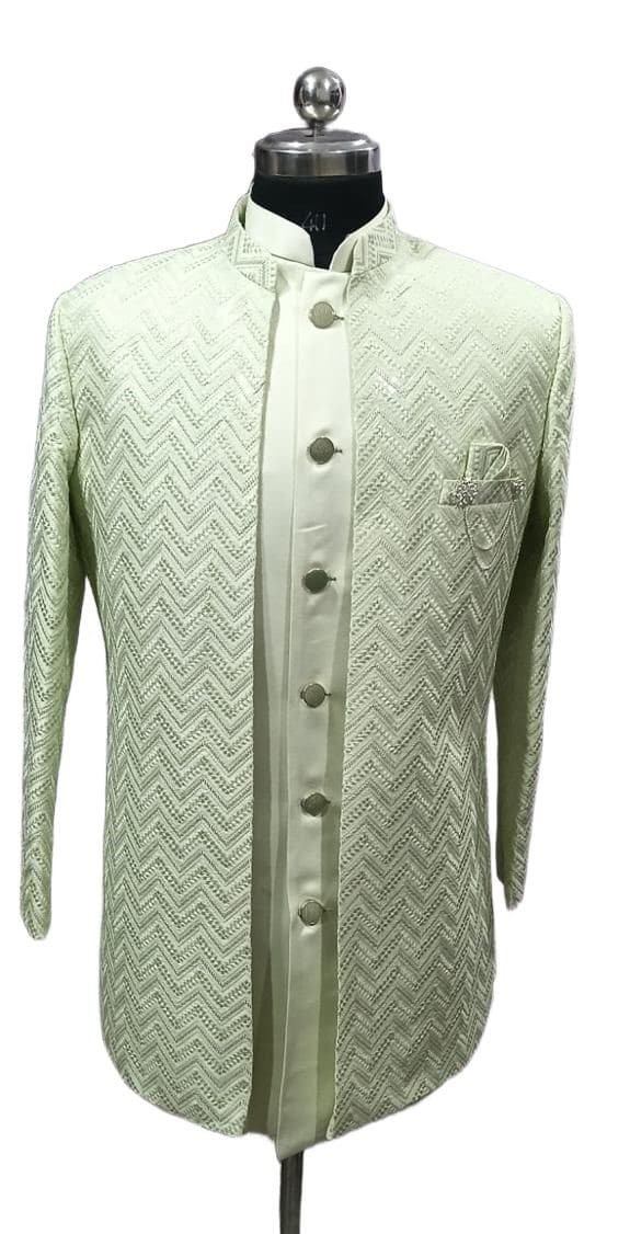 Light Green Embroidered Indo-western